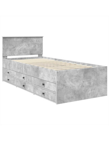 Daybed Grigio Cemento e Nero 100 x 200 cm Legno multistrato