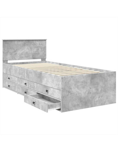 Daybed Grigio Cemento e Nero 100 x 200 cm Legno multistrato