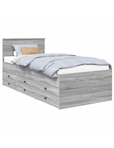 Daybed Grigio Sonoma e Nero 100 x 200 cm Legno multistrato