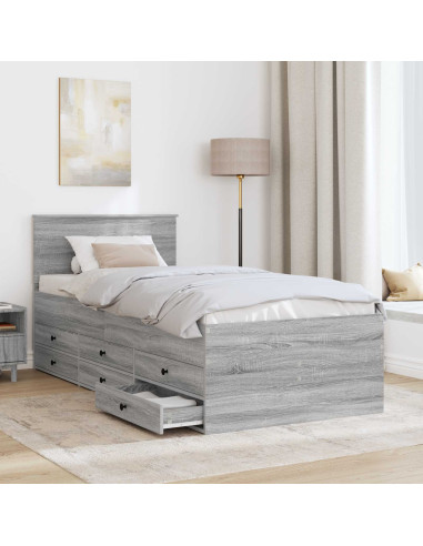 Daybed Grigio Sonoma e Nero 100 x 200 cm Legno multistrato