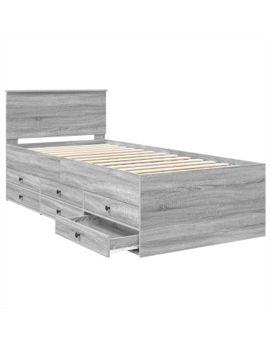 Daybed Grigio Sonoma e Nero 100 x 200 cm Legno multistrato