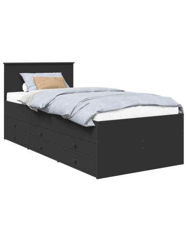 Daybed con cassetto Nero 90 x 190 cm Legno multistrato