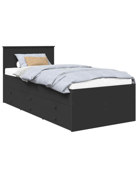 Daybed con cassetto Nero 90 x 190 cm Legno multistrato