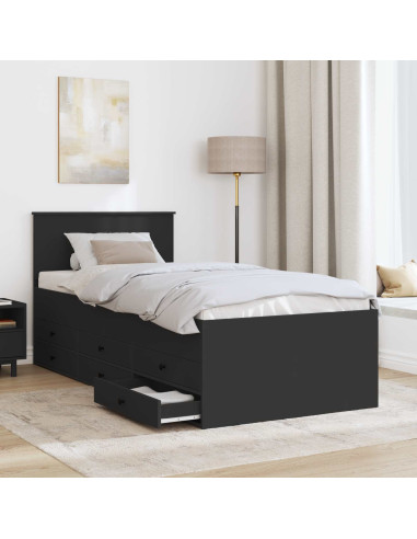 Daybed con cassetto Nero 90 x 190 cm Legno multistrato