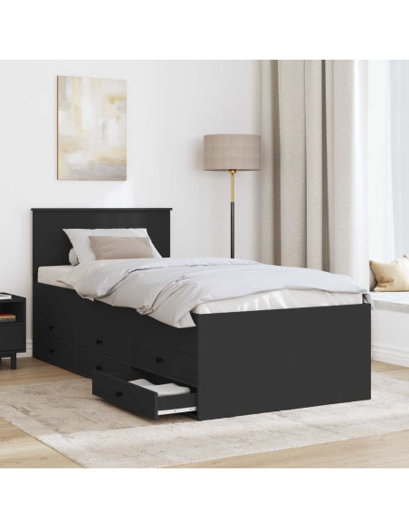 Daybed con cassetto Nero 90 x 190 cm Legno multistrato