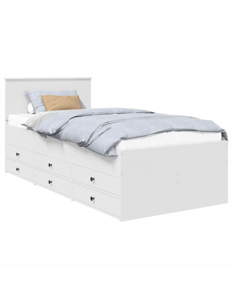 Daybed con cassetto Bianco e Nero 75 x 190 cm Legno multistrato