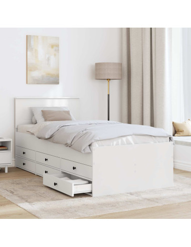Daybed con cassetto Bianco e Nero 75 x 190 cm Legno multistrato