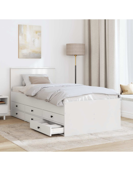 Daybed con cassetto Bianco e Nero 75 x 190 cm Legno multistrato
