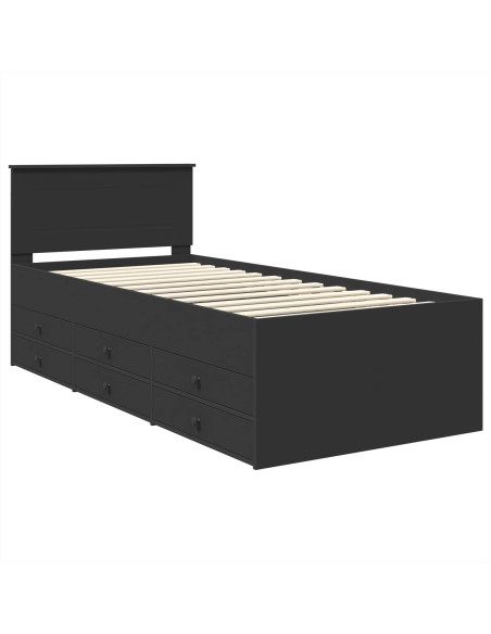 Daybed con cassetto Nero 75 x 190 cm Legno multistrato
