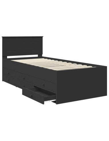 Daybed con cassetto Nero 75 x 190 cm Legno multistrato