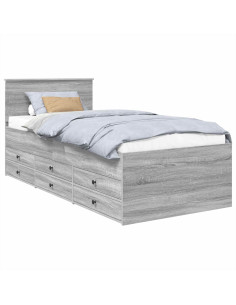 Daybed Grigio Sonoma e Nero 75 x 190 cm Legno multistrato 2