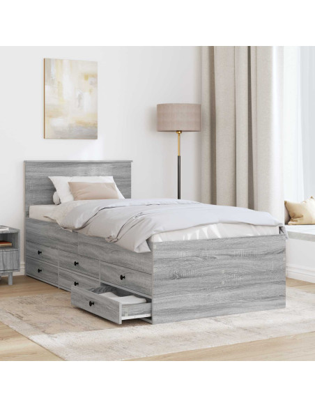 Daybed Grigio Sonoma e Nero 75 x 190 cm Legno multistrato