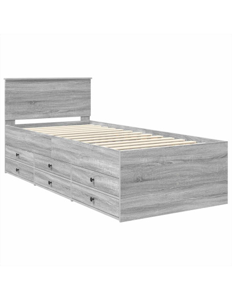 Daybed Grigio Sonoma e Nero 75 x 190 cm Legno multistrato