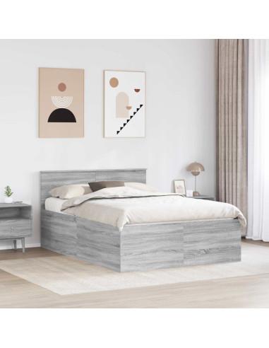 Struttura del letto con testiera Grigio Sonoma 140 x 190 cm