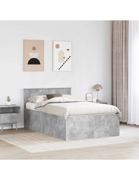 Struttura del letto con testiera Grigio cemento 135 x 190 cm