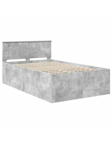 Struttura del letto con testiera Grigio cemento 135 x 190 cm