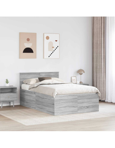 Struttura del letto con testiera Grigio Sonoma 120 x 200 cm
