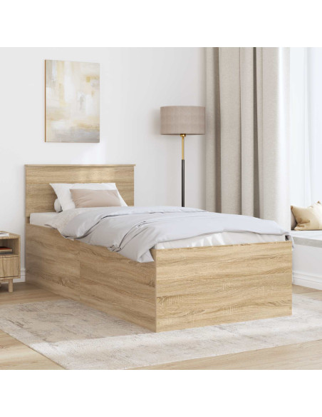Struttura del letto con testiera Rovere Sonoma 120 x 200 cm