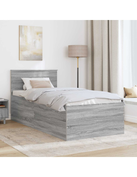Struttura del letto con testiera Grigio Sonoma 120 x 200 cm