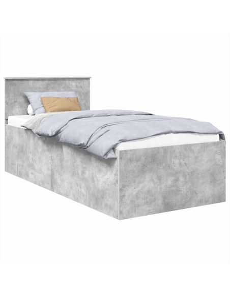 Struttura del letto con testiera Grigio cemento 90 x 190 cm