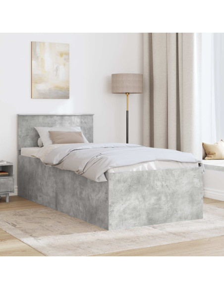 Struttura del letto con testiera Grigio cemento 90 x 190 cm