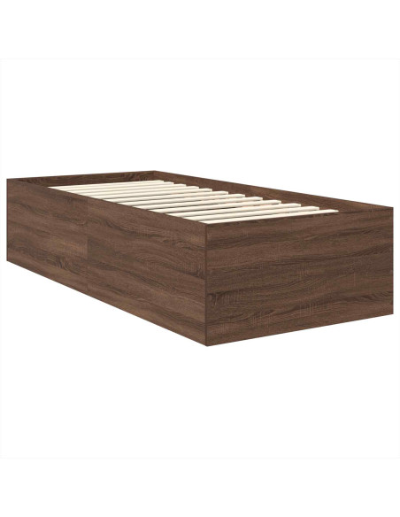 Struttura del letto con testiera Rovere Marrone 75 x 190 cm