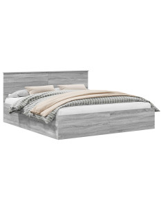 Struttura del letto con testiera Grigio Sonoma 200 x 200 cm 2