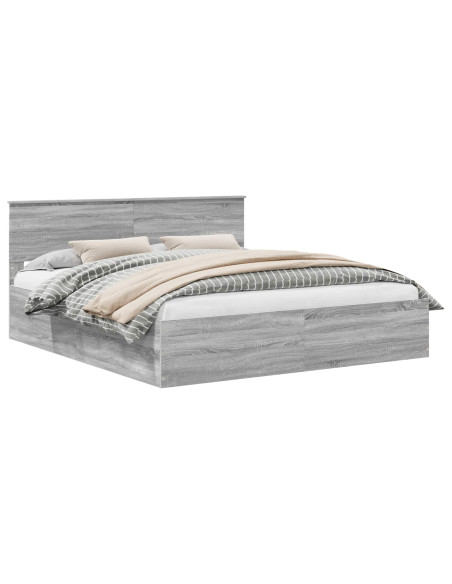 Struttura del letto con testiera Grigio Sonoma 200 x 200 cm