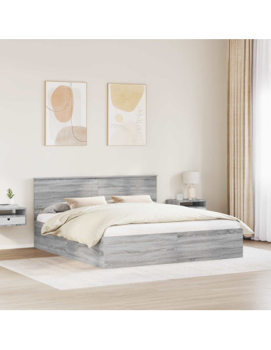 Struttura del letto con testiera Grigio Sonoma 200 x 200 cm