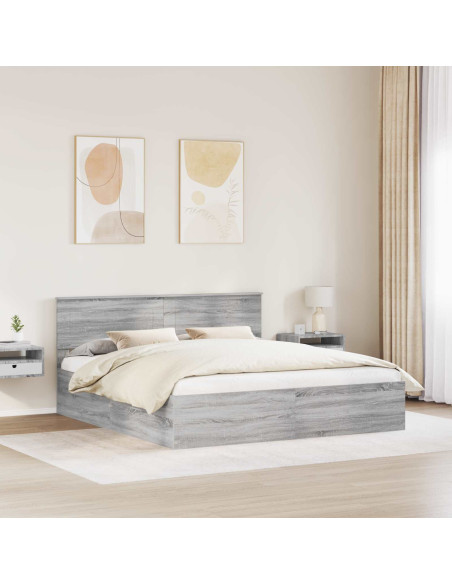 Struttura del letto con testiera Grigio Sonoma 200 x 200 cm