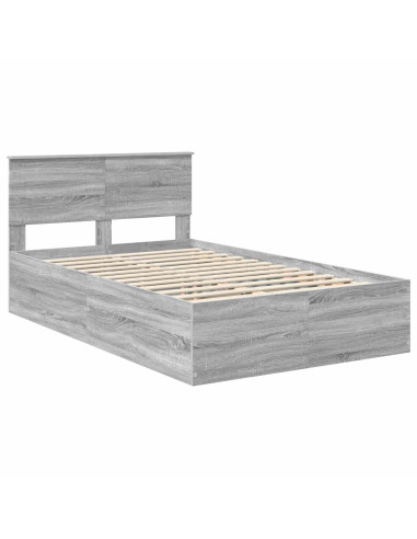 Struttura del letto con testiera Grigio Sonoma 135 x 190 cm