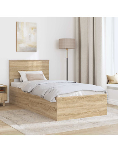 Struttura del letto con testiera Rovere Sonoma 120 x 200 cm