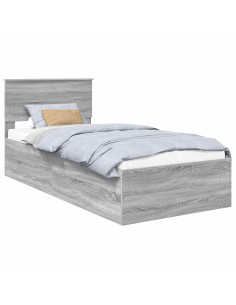 Struttura del letto Grigio Sonoma 90 x 190 cm Legno multistrato 2