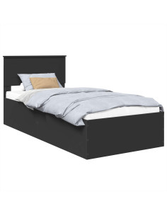 Struttura del letto Nero 75 x 190 cm Legno multistrato 2