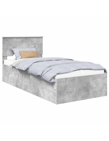 Struttura del letto con testiera Grigio cemento 75 x 190 cm
