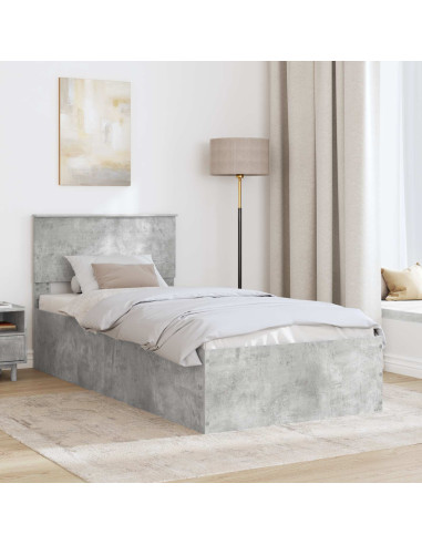 Struttura del letto con testiera Grigio cemento 75 x 190 cm