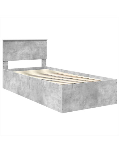 Struttura del letto con testiera Grigio cemento 75 x 190 cm