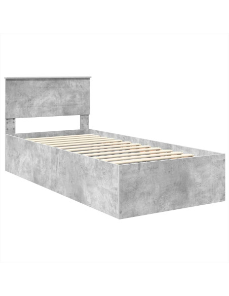 Struttura del letto con testiera Grigio cemento 75 x 190 cm