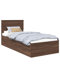 Struttura del letto con testiera Rovere Marrone 75 x 190 cm 2