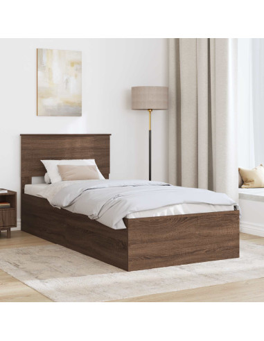 Struttura del letto con testiera Rovere Marrone 75 x 190 cm
