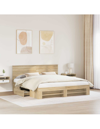 Struttura del letto con testiera Rovere Sonoma 200 x 200 cm