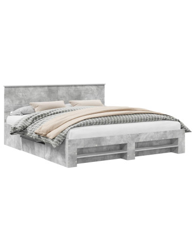 Struttura del letto con testiera Grigio cemento 200 x 200 cm