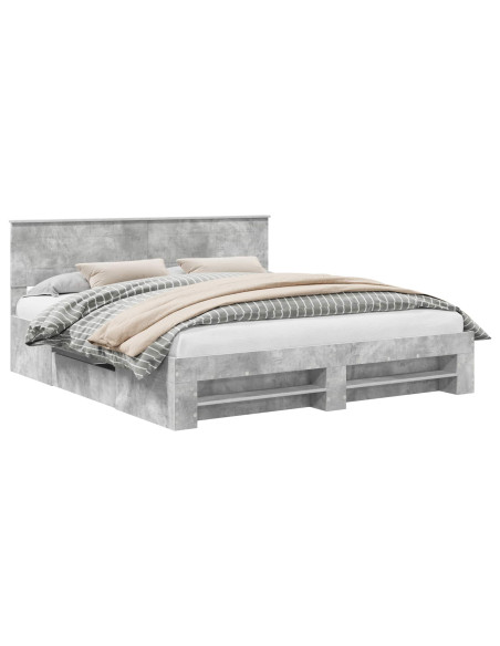 Struttura del letto con testiera Grigio cemento 200 x 200 cm