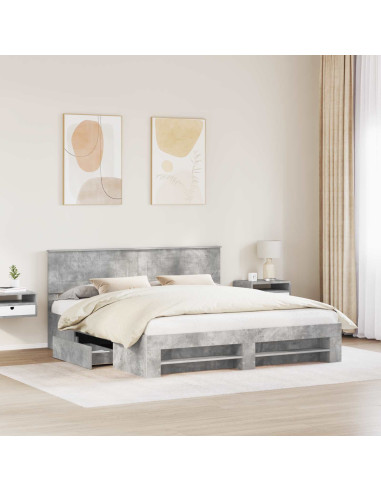 Struttura del letto con testiera Grigio cemento 200 x 200 cm