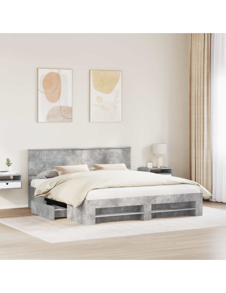 Struttura del letto con testiera Grigio cemento 200 x 200 cm