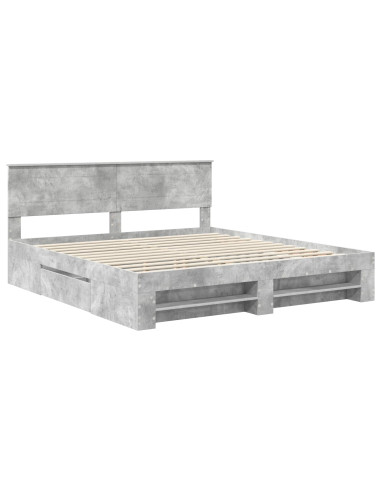 Struttura del letto con testiera Grigio cemento 200 x 200 cm