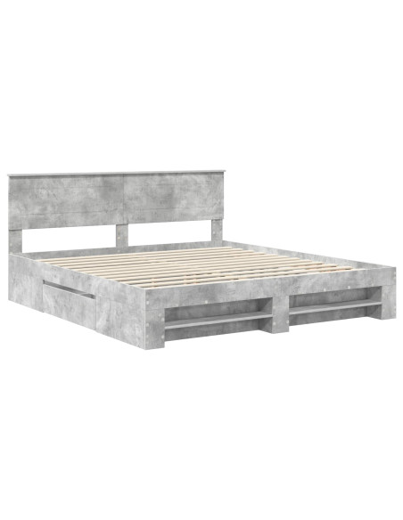 Struttura del letto con testiera Grigio cemento 200 x 200 cm
