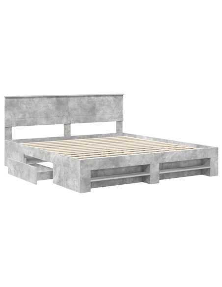 Struttura del letto con testiera Grigio cemento 200 x 200 cm