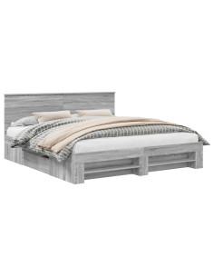 Struttura del letto con testiera Grigio Sonoma 180 x 200 cm 2