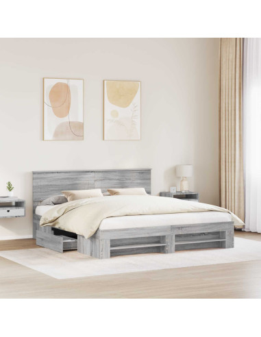 Struttura del letto con testiera Grigio Sonoma 180 x 200 cm